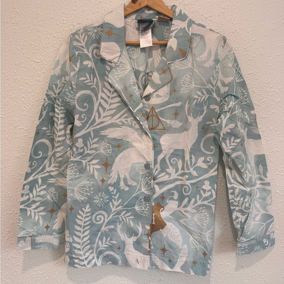 Pottery Barn Teen Harry Potter Magical blue Damask Pajama Set Size Medium - Picture 4 of 10